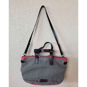Liebeskind Berline Wool Gray Woven Large Handbag Purse Shoulderbag Leather